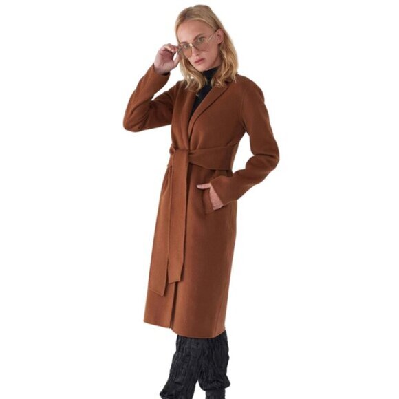 Sosken Joie Tobacco Wool Tie Front Coat - Picture 1 of 7